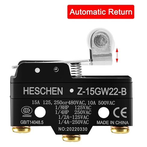 Heschen Micro Switch، Z-15GW22-B، رافعة دوارة بمفصلة قصيرة، 3 أطراف براغي، تيار مقدر 15 أمبير in Kuwait