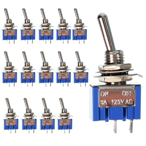 VIBICCK 15PCS SPST Mini Toggle Switch Miniature ON/ON 2 Pin 2 Position Micro Rocker Switches 6A 125V MTS-202(6 Pin ON/ON 15pcs) in Kuwait