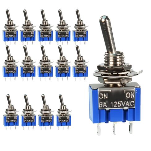 VIBICCK 15PCS SPST Mini Toggle Switch Miniature ON/ON 2 Pin 2 Position Micro Rocker Switches 6A 125V MTS-202(6 Pin ON/ON 15pcs) in Kuwait