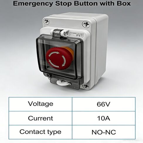 Emergency Stop Button with Weatherproof Box, 660V 10A, IP67 Rated, Emergency Shut Off Switch, E-Stop Red Push Button Switch in Kuwait