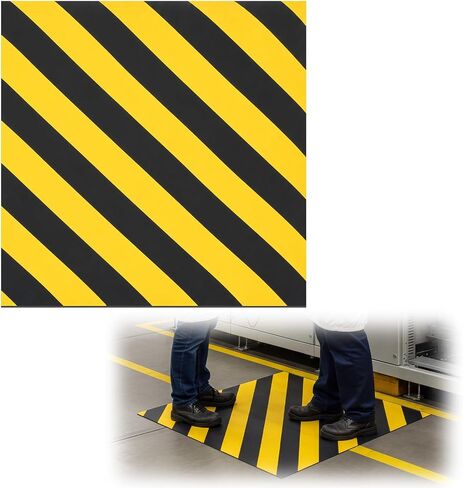 Nuanchu 20"x20" (50x50cm) 1000V Insulated Electrical Safety Rubber Mat, High Voltage Insulation Pad with Black & Yellow Warning Stripes, Non-Slip Shockproof Floor Mat for Home & Industrial Workspaces in Kuwait