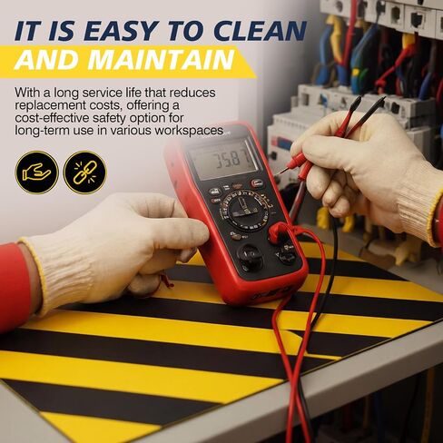 Nuanchu 20"x20" (50x50cm) 1000V Insulated Electrical Safety Rubber Mat, High Voltage Insulation Pad with Black & Yellow Warning Stripes, Non-Slip Shockproof Floor Mat for Home & Industrial Workspaces in Kuwait