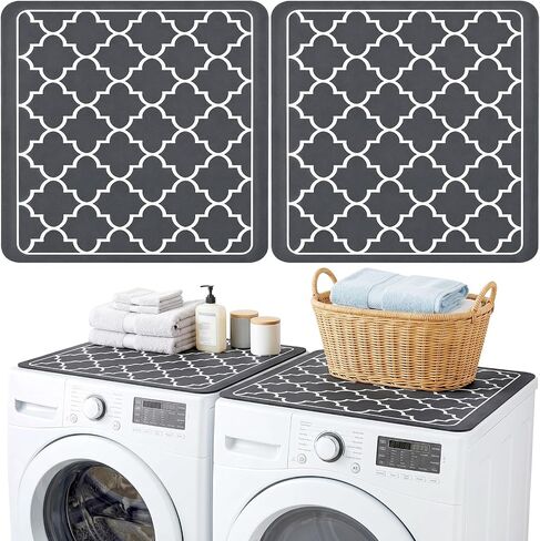 Elsjoy 2 Pack 27 "x 27" سجادة حماية علوية للغسالة والمجفف، غير قابلة للانزلاق للغسيل والتجفيف في الغسالة، غطاء مطاطي للمنضدة للمنزل، غرفة الغسيل in Kuwait