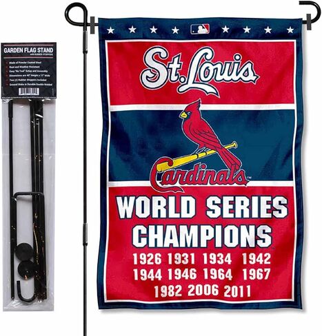 St. Louis Cardinals 11 Time Champions Garden Flag and Pole Stand Mount in Kuwait