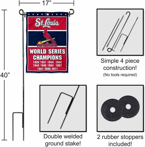 St. Louis Cardinals 11 Time Champions Garden Flag and Pole Stand Mount in Kuwait