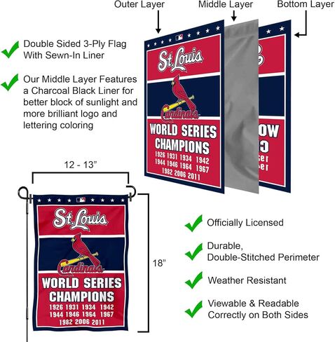 St. Louis Cardinals 11 Time Champions Garden Flag and Pole Stand Mount in Kuwait