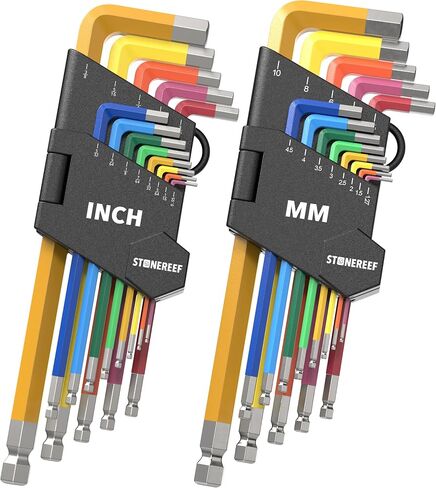 STONE REEF 13 Piece SAE Allen Wrench Set Ball End Hex Keys Color Coded L Shape Design Alloy Steel Tool Kit for Bike Furniture Repair DIY Projects in Kuwait