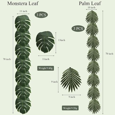 6Pcs Artificial Palm Leaves Green Table Runner, Tropical Leaf Table Runners | Natural Drape with A Fresh Feel, 72 Inches Summer Table Runners, Suitable for Summer Dining and Tropical Hawaiian Parties in Kuwait