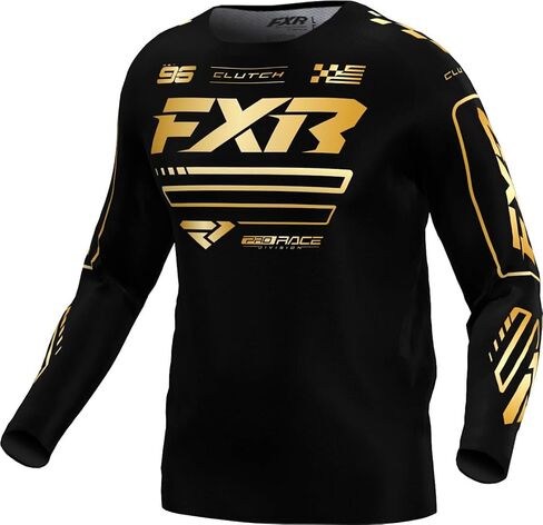 FXR Clutch MX Jersey Soft Moisture-Wicking Drop Tail Design Black/Gold - Medium in Kuwait