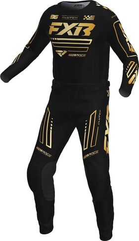 FXR Clutch MX Jersey Soft Moisture-Wicking Drop Tail Design Black/Gold - Medium in Kuwait