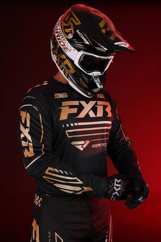FXR Clutch MX Jersey Soft Moisture-Wicking Drop Tail Design Black/Gold - Medium in Kuwait