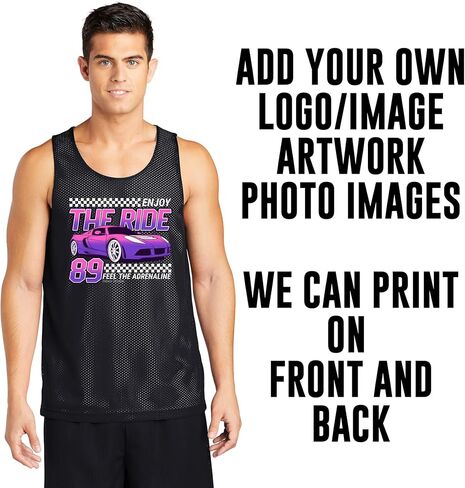 INK STITCH Men St500 Custom Printing Logo Image Texts Mesh Reversible Tank Tops in Kuwait