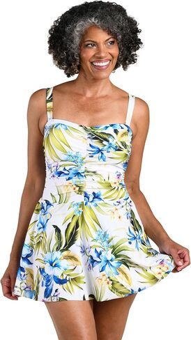 Maxine of Hollywood Women's Shirred Bandeau Swim Dress One Piece Swimsuit in Kuwait
