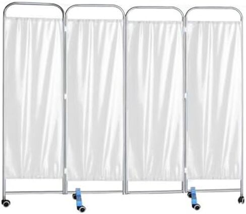 4-Panel Medical Privacy Screen on Wheels - Removable Nylon Fabric Room Divider for Hospitals, Offices & Beauty Salons - Portable & Adjustable Privacy Solution (Color-2) in Kuwait