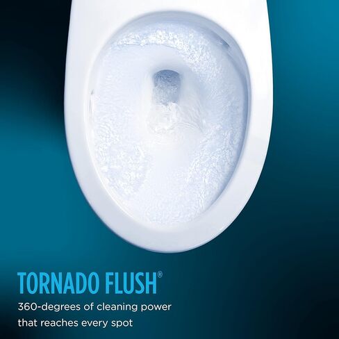 TOTO® Drake® WASHLET®+ مرحاض من قطعتين ممدود بارتفاع 1.28 GPF عالمي TORNADO FLUSH® مع مقعد بيديت S5، قطن أبيض - MW7763446CEFG#01 in Kuwait