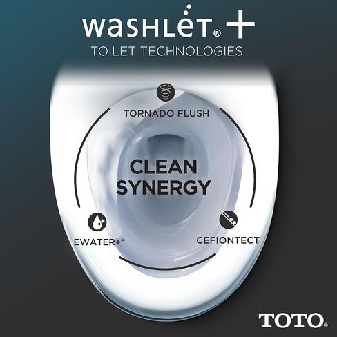 TOTO® Drake® WASHLET®+ مرحاض من قطعتين ممدود بارتفاع 1.28 GPF عالمي TORNADO FLUSH® مع مقعد بيديت S5، قطن أبيض - MW7763446CEFG#01 in Kuwait