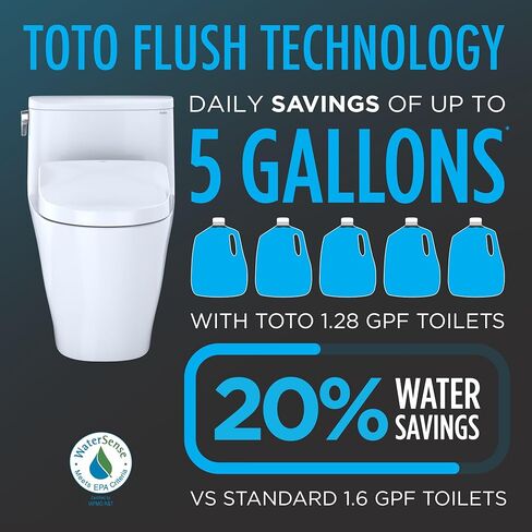 TOTO® Drake® WASHLET®+ مرحاض من قطعتين ممدود بارتفاع 1.28 GPF عالمي TORNADO FLUSH® مع مقعد بيديت S5، قطن أبيض - MW7763446CEFG#01 in Kuwait