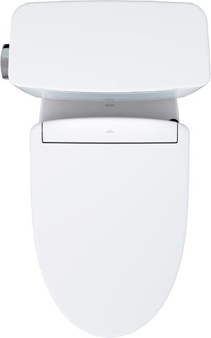 TOTO® Drake® WASHLET®+ مرحاض من قطعتين ممدود بارتفاع 1.28 GPF عالمي TORNADO FLUSH® مع مقعد بيديت S5، قطن أبيض - MW7763446CEFG#01 in Kuwait