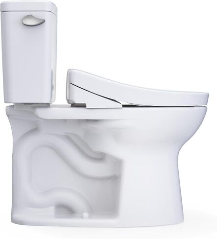 TOTO® Drake® WASHLET®+ مرحاض من قطعتين ممدود بارتفاع 1.28 GPF عالمي TORNADO FLUSH® مع مقعد بيديت S5، قطن أبيض - MW7763446CEFG#01 in Kuwait