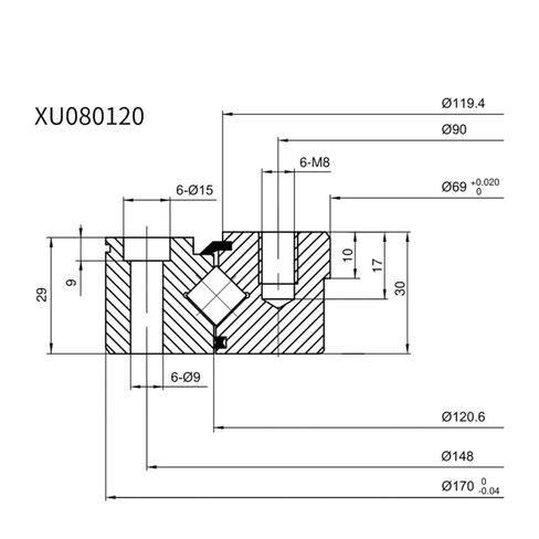 1PCS XU080120 69MMX170MMX30MM Crossed Roller Bearing in Kuwait