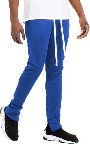 Weiv Mens Track Pants Solid Color Basic Hip Hop Skinny Fit Track Pants Athletic Jogger Ankle Zipper Bottom in Kuwait