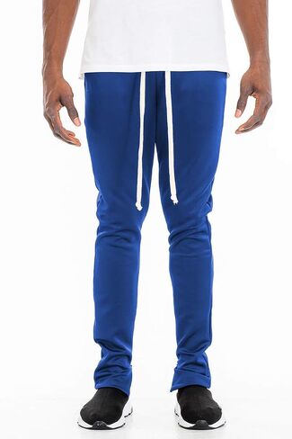 Weiv Mens Track Pants Solid Color Basic Hip Hop Skinny Fit Track Pants Athletic Jogger Ankle Zipper Bottom in Kuwait