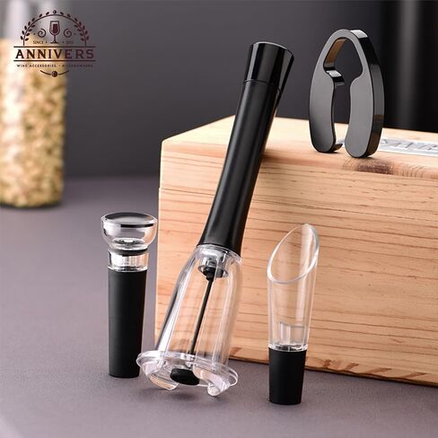 Air Pressure Wine Bottle Opener Set Pump Wine Opener Kit, Vacuum Stopper, Aerator Pourer, Foil Cutter, Safe & Easy Cork Remover Keep Cork Intact for Gift, Ouvre Bouteille de Vin in Kuwait