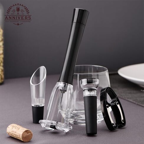 Air Pressure Wine Bottle Opener Set Pump Wine Opener Kit, Vacuum Stopper, Aerator Pourer, Foil Cutter, Safe & Easy Cork Remover Keep Cork Intact for Gift, Ouvre Bouteille de Vin in Kuwait