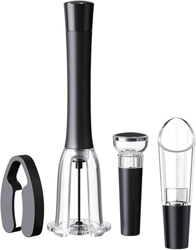 Air Pressure Wine Bottle Opener Set Pump Wine Opener Kit, Vacuum Stopper, Aerator Pourer, Foil Cutter, Safe & Easy Cork Remover Keep Cork Intact for Gift, Ouvre Bouteille de Vin in Kuwait