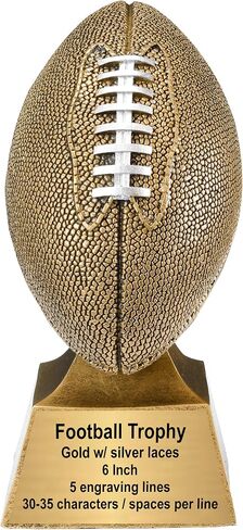 Decade Awards Football Champion Trophy, Gold or Silver - 6 Inch Tall | Personalized Football Award - Customize Now in Kuwait
