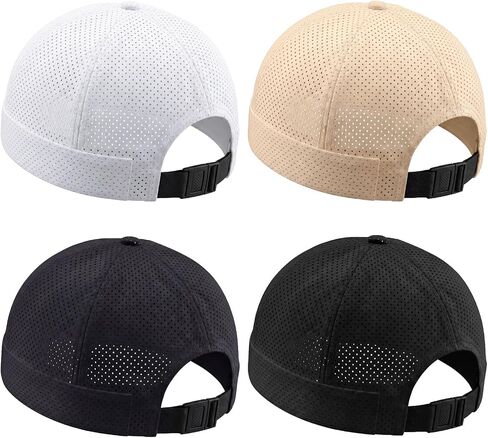 4 قطع من قبعة رجالية سريعة الجفاف شبكية بدون إطار قبعة صيفية لدوكر قبعة بحار Skullcap قابلة للتنفس بدون حافة 55-60 سم in Kuwait