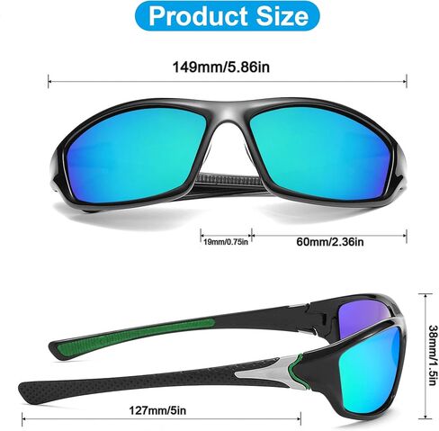 Polarized Sports Sunglasses for Men 2 Pack, Grey and Green Wrap Around UV400 Protection Mens Sunglasses for Driving Fishing Cycling Outdoor Sports and Hiking in Kuwait