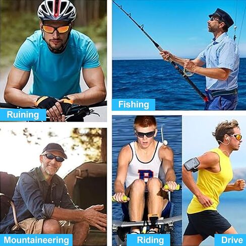 Polarized Sports Sunglasses for Men 2 Pack, Grey and Green Wrap Around UV400 Protection Mens Sunglasses for Driving Fishing Cycling Outdoor Sports and Hiking in Kuwait