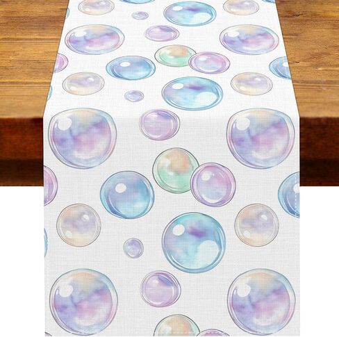 Bubble Table Runner Spring Under The Sea Mermaid Birthday Party Decoration Ocean Theme Home Kitchen Dining Room Table Decor in Kuwait