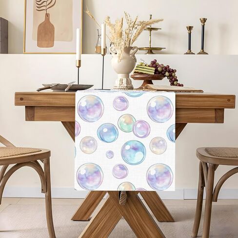 Bubble Table Runner Spring Under The Sea Mermaid Birthday Party Decoration Ocean Theme Home Kitchen Dining Room Table Decor in Kuwait
