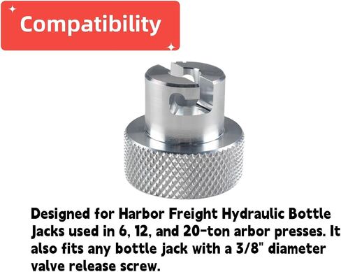 JGR 6061 Aluminum Bottle Jack Valve Knob 3/8" Screw-On Release Handle Compatible with Harbor Freight Press in Kuwait