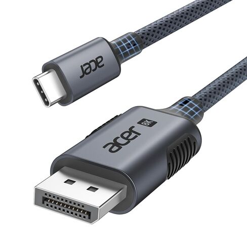 كابل Acer USB C إلى منفذ العرض 1.4 بطول 6.6 أقدام (8K@60 هرتز 4K@240 هرتز)، سلك أحادي الاتجاه من النوع C إلى DP يدعم 32.4 جيجابت في الثانية/G-Sync/HDR10، Thunderbolt 5/4/3 متوافق مع MacBook Pro/Air، XPS، Surface، iPhone17 in Kuwait