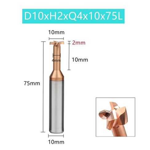 قواطع طحن الحز من النوع T - لقم توجيه من الصلب التنغستن، قطعتان، D4mm-12mm للتصنيع الدقيق (D10xh2xq4x10x75l) in Kuwait