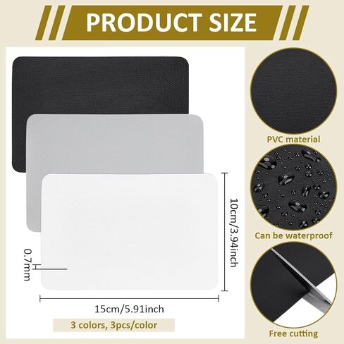 BENECREAT 9 Pcs Inflatable Boat Repair Patch, 5.9x3.9 Inch Waterproof PVC Patch for Rafts, Kayaks, Canoes, Swimming Pool, 3 Colors in Kuwait