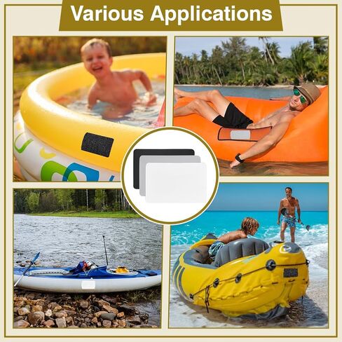 BENECREAT 9 Pcs Inflatable Boat Repair Patch, 5.9x3.9 Inch Waterproof PVC Patch for Rafts, Kayaks, Canoes, Swimming Pool, 3 Colors in Kuwait
