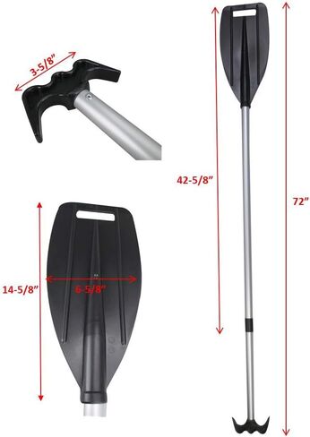 Pactrade Marine Boat Kayak Raft Floating Set of 2 Telescopic 45'' - 72'' Oar Paddle & Hook Anodized Aluminum Shaft (2 pcs) in Kuwait