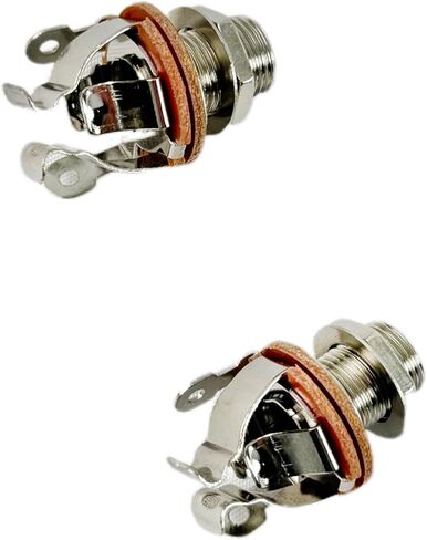 2 Pack 1/4 Inch Mono Guitar Jack, Silver Electric Guitar Electronics Multi-Contact Guitar Input Jack and Output Jack, Stable Signal Low Noise for Electric Guitar Replacement & Repair in Kuwait