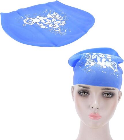 Swim Cap for Long Hair, Silicone Swimming Cap Extra Large Swim Cap for Women Long Thick Hair, Waterproof Swimming Hats for Hair Extensions, Braids (Blue) in Kuwait