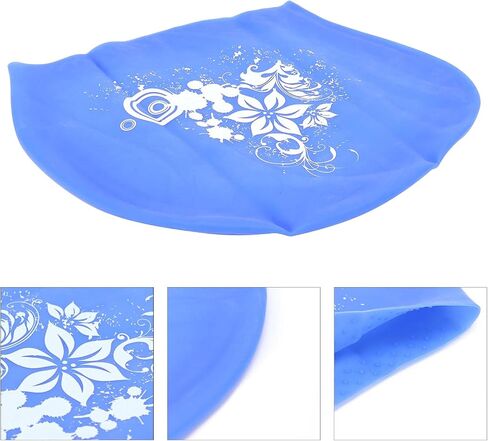 Swim Cap for Long Hair, Silicone Swimming Cap Extra Large Swim Cap for Women Long Thick Hair, Waterproof Swimming Hats for Hair Extensions, Braids (Blue) in Kuwait