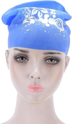 Swim Cap for Long Hair, Silicone Swimming Cap Extra Large Swim Cap for Women Long Thick Hair, Waterproof Swimming Hats for Hair Extensions, Braids (Blue) in Kuwait