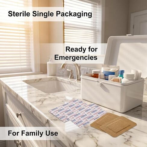 60 قطعة مجموعة ضمادات مستطيلة كبيرة للإسعافات الأولية 2 × 3 بوصة ضمادات لاصقة من النسيج المرن للنساء والرجال كبار العناية بالجروح in Kuwait