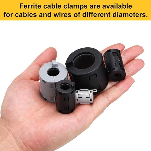 uxcell 3 Pcs Ferrite Filter Ring Core RFI EMI Noise Suppression Cable Clip ID 16mm 0.63Inch Buckle-Type Cylindrical for Electronic Devices, Industry, Black in Kuwait