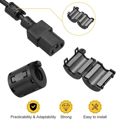 uxcell 3 Pcs Ferrite Filter Ring Core RFI EMI Noise Suppression Cable Clip ID 16mm 0.63Inch Buckle-Type Cylindrical for Electronic Devices, Industry, Black in Kuwait
