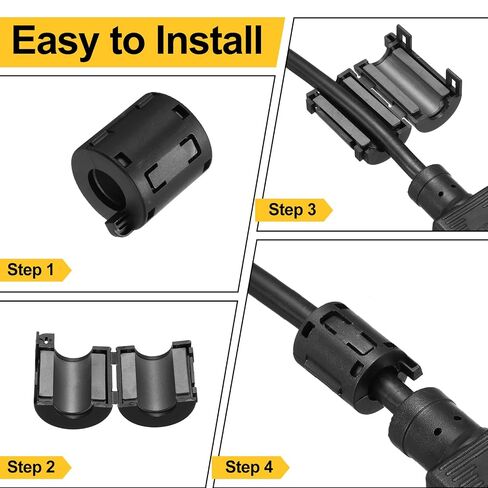 uxcell 3 Pcs Ferrite Filter Ring Core RFI EMI Noise Suppression Cable Clip ID 16mm 0.63Inch Buckle-Type Cylindrical for Electronic Devices, Industry, Black in Kuwait
