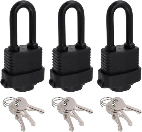 MY MIRONEY Waterproof Padlocks with Keys, Heavy Duty Laminated Steel Lock with Water-Resistant Cover and Long Shackle for Outdoor & Indoor Use in Kuwait